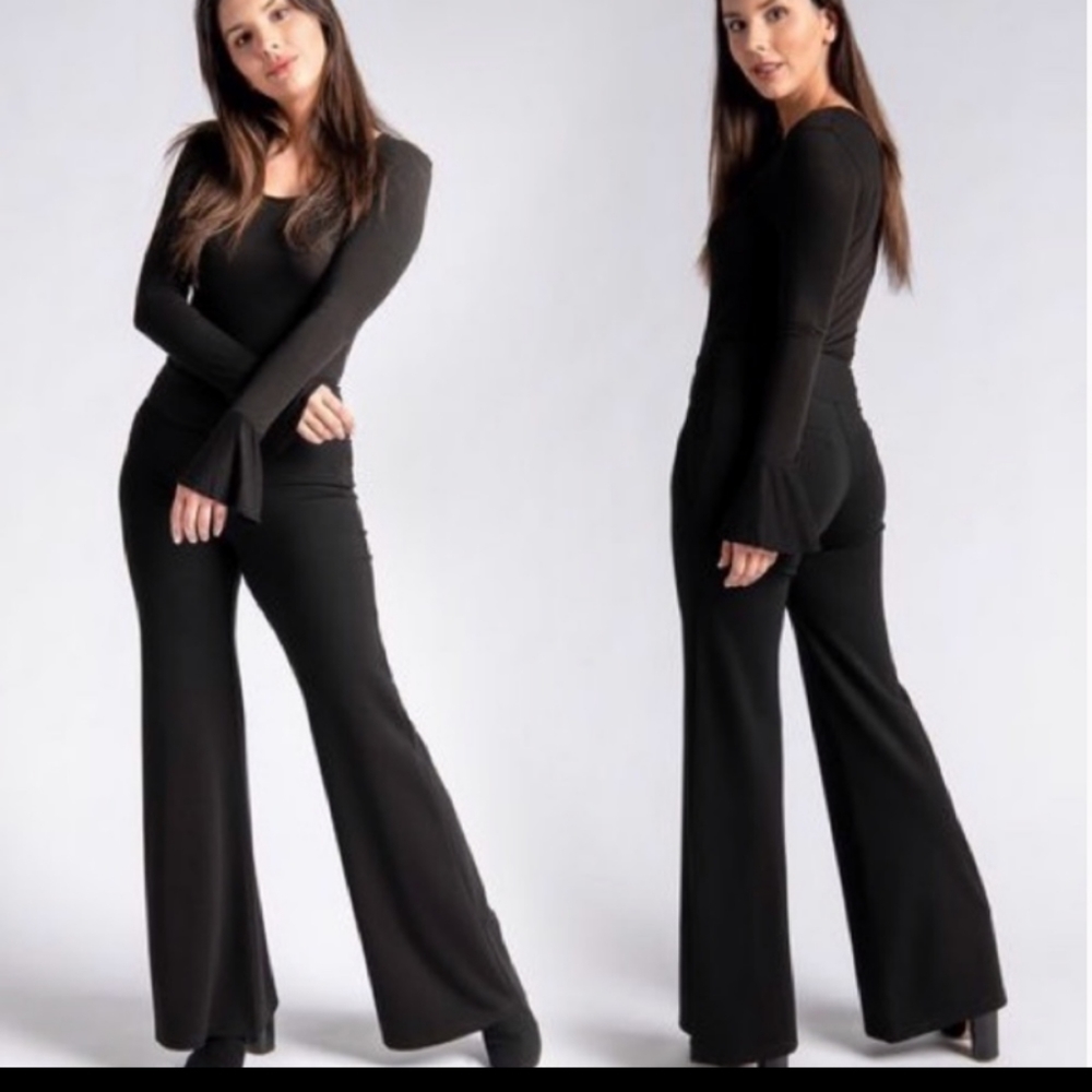 Betabrand Black Wide Leg Yoga Dress Pants